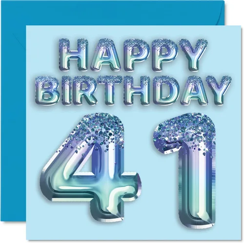 Miniatura 100 de Stuff4 Tarjeta de primer cumpleaños para niños, globo de fiesta con purpurina azul, tarjetas de feliz cumpleaños para niño de 1 año, nieto, hijo, 57