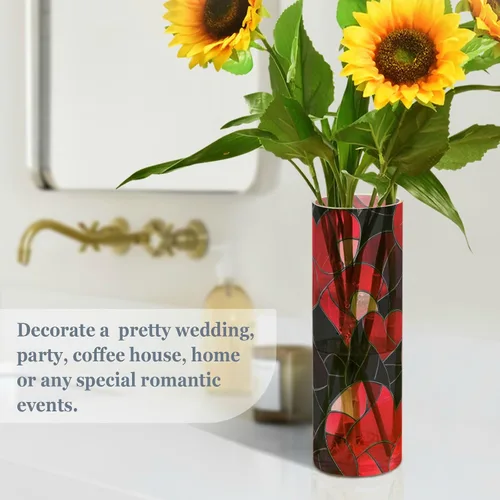 Miniatura 4 de Florero de plástico de San Valentín con forma de corazón de vitral, 11.8 x 3.9 pulgadas, jarrones decorativos para el hogar, mesa de cocina, centros