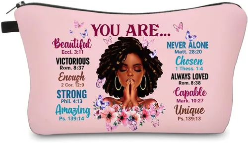 Miniatura 24 de Bolsa de maquillaje afroamericana para monedero, bolsas de cosméticos negras afro para mujer, regalo inspirador, pequeña bolsa de cosméticos