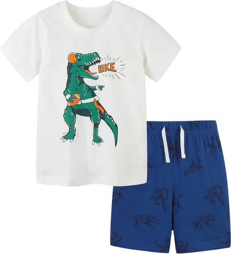 Funnymore Toddler Boy Cotton Summer Short Sleeve T-Shirt and Short Set