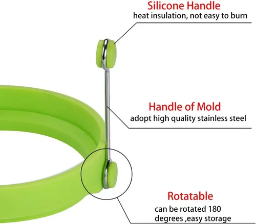 Miniatura 3 de Anillo de huevo para cocinar huevos, molde redondo para panqueques 100% de grado alimenticio, libre de BPA, duradero y reutilizable, anillo