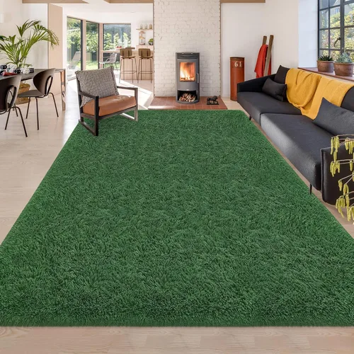 Miniatura 32 de Alfombras verdes para dormitorio de niños: alfombra de pasillo lavable de 2x6, alfombras pequeñas antideslizantes, esponjosas, suaves, peludas