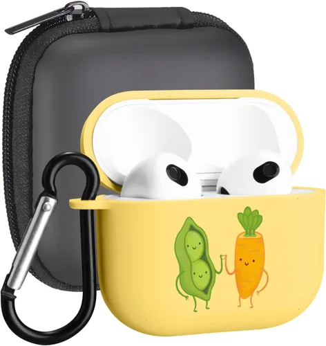 Miniatura 8 de Funda compatible con Airpods de 3ª generación, linda funda para Airpods 3, diseño de rana, protectora para mujeres y niñas con llavero para Apple