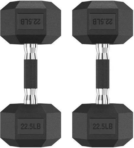 Miniatura 48 de HANDBODE Juego de 2 mancuernas hexagonales de 2.5 a 65 libras con revestimiento de goma, mancuernas para ejercicio y fitness, peso de mano