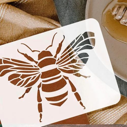 Miniatura 3 de FINGERINSPIRE Plantilla de abeja reutilizable de 8.3 x 11.7 pulgadas, plantilla de dibujo de abejorro Datura para manualidades, plantilla de pintura