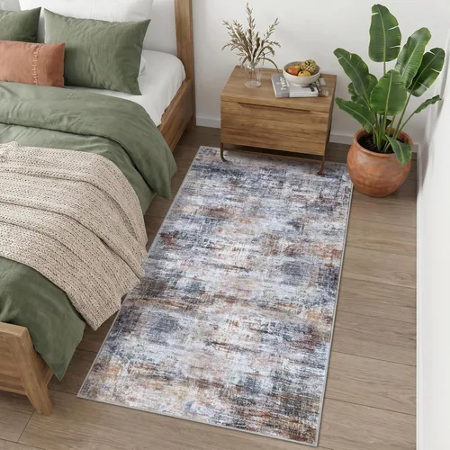 Miniatura 501 de IOHOUZE Alfombra abstracta lavable de 3 x 12 pies para pasillos, antideslizante para cocina, camino de entrada de lana sintética para interiores