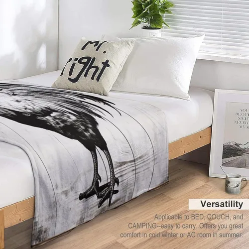 Miniatura 5 de Manta de microfibra suave y acogedora con diseño de gallo rústico en blanco y negro, suave y acogedora manta de microfibra para sofá, cama, oficina