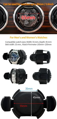 Miniatura 4 de Oryx Watch Winders for 36 Automatic Watches Wooden Rotating Watch Box 15 Rotation Modes Setting Display Case with LED Light, AC or USB Powered Super