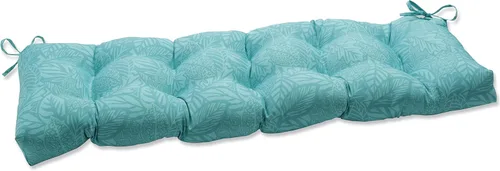 Miniatura 9 de Pillow Perfect Cojín para banco/columpio con diseño capitoné para exteriores/interiores, 56 x 18 pulgadas, azul