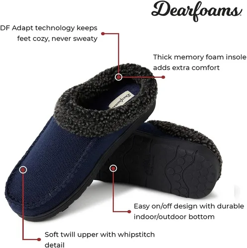 Miniatura 2 de Dearfoams - Pantuflazueco de gamuza de microfibra para hombre, con puntada de látigo