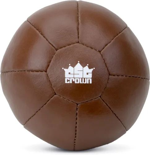 Crown Sporting Goods Pelota medicinal con peso de cuero suave al tacto vintage para fitness, resistencia, entrenamiento de fuerza y