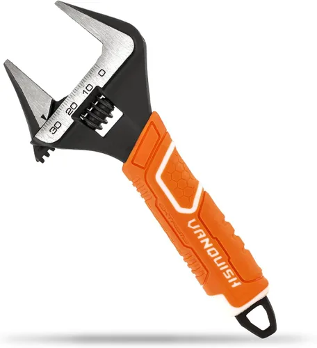 VANQUISH Llave ajustable de 6 pulgadas, llave de fontanería de apertura de mandíbula de 1-1/4 pulgadas de ancho, acero CR-V, SAE y escala métrica