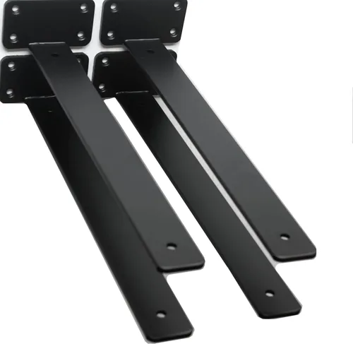 Miniatura 27 de Paquete de 2 - Soportes de estante en L ocultos negros de 4 pulgadas (1/5 pulgada de grosor) Soportes de estante flotante de hierro Soportes