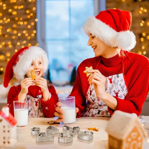Miniatura 7 de MAPVOLUT Juego de 14 cortadores de galletas de Navidad, patrones clásicos de Navidad, acero inoxidable de grado alimenticio, fácil de desmoldear