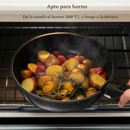 Miniatura 8 de SODAY Juego de 15 piezas de ollas y sartenes antiadherentes, juegos de utensilios de cocina con mango desmontable, herramientas de cocina
