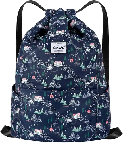 Xeyou - Mochila deportiva con cordón ajustable, ligera, para gimnasio, yoga y exterior, mochila casual tipo morral para mujeres y hombres