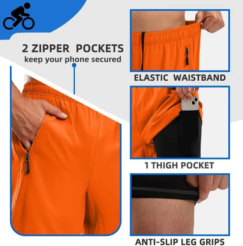 Miniatura 5 de Bikewa Pantalones cortos de ciclismo de montaña para hombre, con acolchado 3D, ajuste holgado, con bolsillos con cremallera