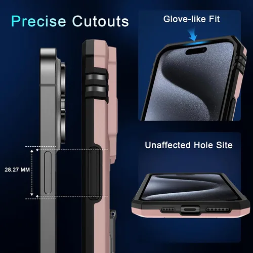 Miniatura 14 de DEERLAMN Funda para iPhone Xs Max con funda deslizante para cámara + protector de pantalla, soporte giratorio de anillo de grado militar a prueba