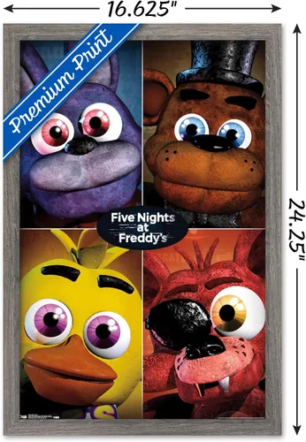 Miniatura 3 de Trends International Five Nights at Freddy's - Póster de pared cuádruple, 14.725 x 22.375 pulgadas, versión con marco de madera tipo granero