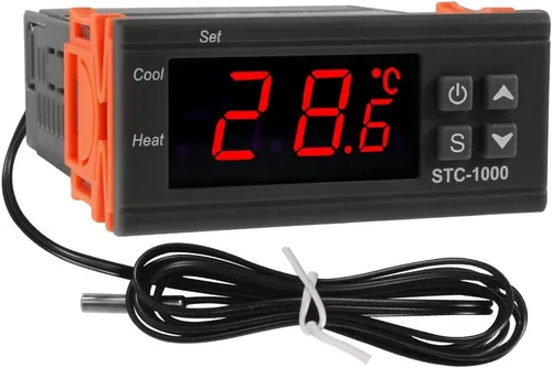 Miniatura 8 de Dorhea Controlador de temperatura LCD digital 10A DC 24V Termostato STC-1000 3.3 ft Sensor NTC Termostato Regulador Calentador Enfriador 2 Salida