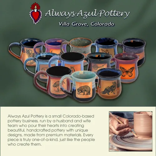 Miniatura 4 de ALWAYS AZUL POTTERY Crow in Garcia Blue - Taza de café de cerámica hecha a mano - Elegante y único vaso artístico hecho a mano - Tazas de arcilla