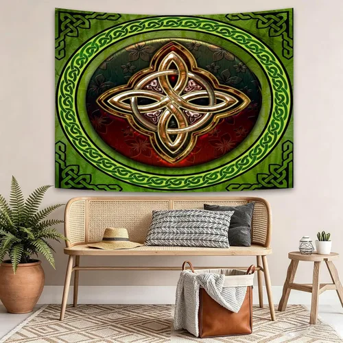 Miniatura 3 de SHRAPHY Tapiz celta nórdico vikingos irlandeses redondo con nudo de amor de buena suerte para sala de estar y dormitorio, 60 x 50 pulgadas GTXPUH1636