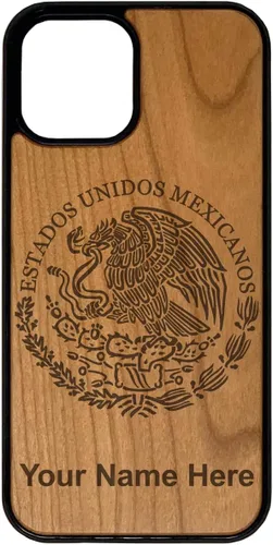 Miniatura 6 de Funda de madera natural compatible con iPhone, bandera de México, grabado personalizado incluido (bambú)