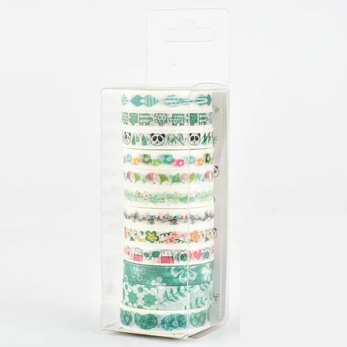 Miniatura 10 de Juego de 12 rollos de cinta adhesiva Washi de 0.315 in de ancho, 6.6 pies de cintas decorativas multipatrón, para suministros escolares