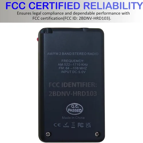 Miniatura 9 de Radio de bolsillo portátil AM/FM con pantalla LCD de sintonización digital, mini radio recargable SWDSTP con auriculares estéreo y clip de cinturón