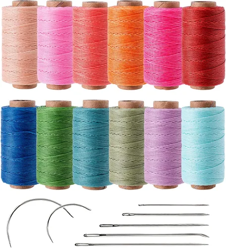 Miniatura 11 de 12 Hilos de Poliéster Encerados de Colores, Diámetro de 0.45mm más Delgado, 105 Metros/Bobina, Hilo Encerado para Costura de Cuero, Tapicería