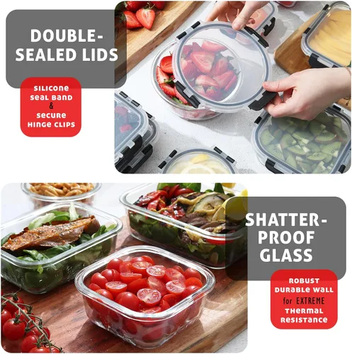 Miniatura 5 de Nestlé 24 piezas (12 contenedores herméticos aptos para congelador, 12 tapas), contenedores de almacenamiento para despensa y cocina, contenedores