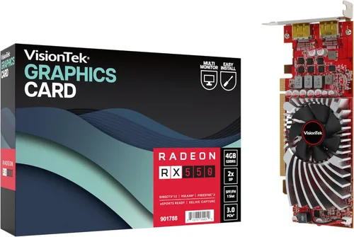 VISIONTEK Tarjeta gráfica AMD Radeon RX 550 SFF con ventilador único de 4 GB GDDR5 PCIE 3.0