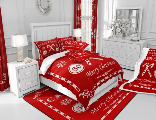 Miniatura 5 de jejeloiu Colcha de Navidad para niños y niñas, con cita de Navidad, tamaño individual, juego de colcha con estampado de bastones de caramelo