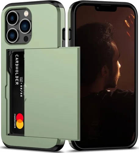 Miniatura 27 de Nvollnoe Funda para iPhone 13 con Portarjetas [Almacena 5 Tarjetas] Funda Cartera de Doble Capa Resistente de Servicio Pesado a Prueba de Golpes