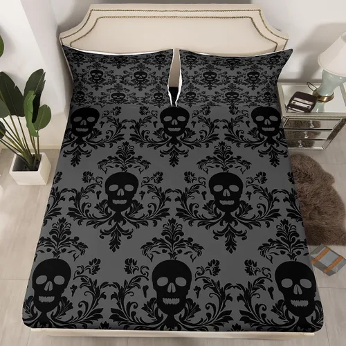 Miniatura 16 de Sábana bajera ajustable con estampado de guitarra, tamaño individual, protector de colchón con 1 funda de almohada, diseño de notas de partitura