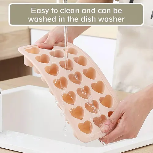 Miniatura 5 de Bandeja de cubitos de hielo en forma de corazón, molde de silicona de 21 agujeros con tapa extraíble flexible para whisky cóctel chocolate Azul