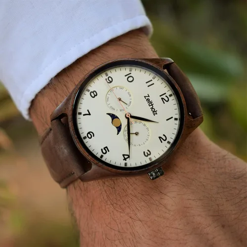 Miniatura 5 de Zeitholz Relojes de madera para hombre, reloj de madera, regalos, reloj analógico, nueva colección Klitten 1.654 in con movimiento de cuarzo japonés.