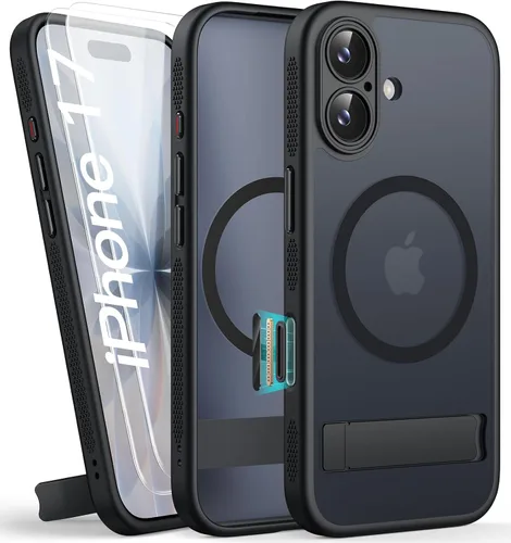 Miniatura 25 de BXYJY Funda magnética para iPhone Air con soporte, compatible con MagSafe, botón de control de cámara, protección completa de la lente, caída