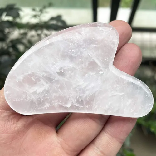 Miniatura 3 de Fekuar Natural Rock Quartz Gua Sha Herramienta de masaje para piel corporal facial, tabla de raspado de cristal para terapia de acupuntura SPA