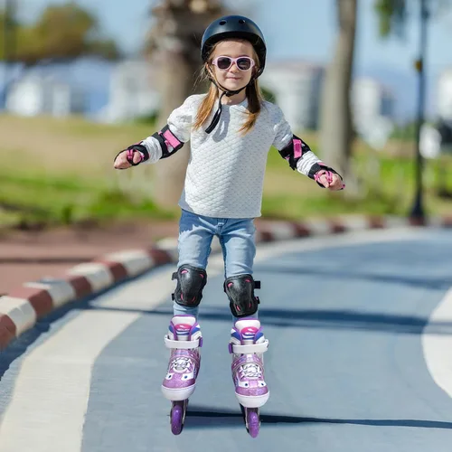 Miniatura 5 de Patines en línea para niñas y niños, patines ajustables de 4 tamaños para niños con ruedas de luz completa y jóvenes de 5 a 14 años, patines