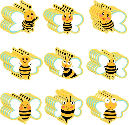 Zonon 45 piezas de recortes de abeja, decoración de tablón de anuncios de abeja, etiquetas de nombre para el aula, manualidades, baby shower,