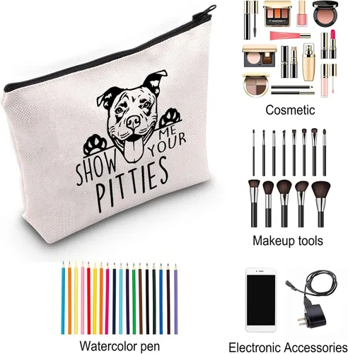 Miniatura 5 de ZJXHPO Divertido regalo de Pitbull Show Me Your Pitties Dog Lovers Gift Pitbull Mom Cosmetic Bag Zipper Accesorio Bolsa, Perro Pitties, No