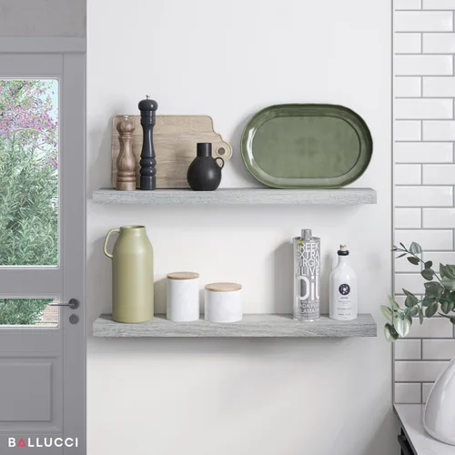 Miniatura 4 de Ballucci - Estantes flotantes, juego de 2 estantes de pared de madera de 36 pulgadas, con soportes invisibles para baño, sala de estar, dormitorio