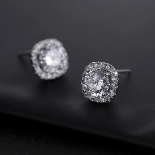 Miniatura 4 de SENCLE Aretes de plata de ley S925 con circonita cúbica chapada en oro blanco y amarillo de 18 quilates para mujer