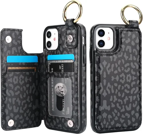 Miniatura 15 de HAOPINSH Funda tipo cartera para iPhone 11 con portarjetas, patrón de mármol rosa azul con tapa trasera plegable, funda de cuero PU con soporte