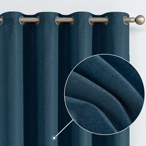 Miniatura 2 de Vangao - Cortinas blackout de lino, diseño texturizado con ojales, 2 paneles