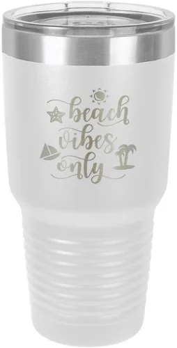 Miniatura 20 de BEACH VIBES ONLY - Vaso negro de 30 onzas con popote y tapa superior deslizante, taza de viaje de acero inoxidable, en comparación con Yeti Rambler