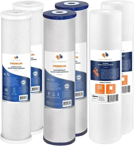 Miniatura 14 de Aquaboon Filtros de agua de 5 micrones, 20 x 4,5 pulgadas, juego para toda la casa, cartuchos de repuesto de filtro de agua certificados NSF, CTO