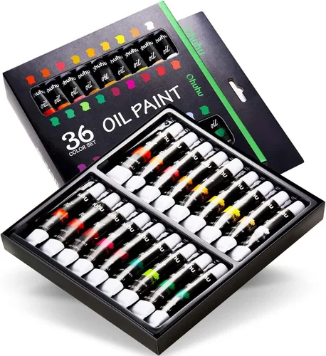 Miniatura 2 de Ohuhu Juego de pintura al óleo, 36 colores a base de aceite, 0.4 fl oz/0.42 oz x 36 tubos no tóxicos, suministros para pintura al óleo para lienzo