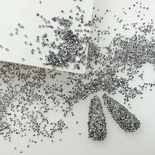 Miniatura 8 de HUETFAT 8800 piezas de diamantes de imitación negros AB Pixie para uñas, microgemas de 0.047 pulgadas con purpurina para uñas, mini diamantes